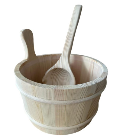 Set dřevěné vědro s plastovou vložkou 4l s naběračkou 36cm