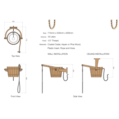 Sentiotec polievacie vedro do sauny osika