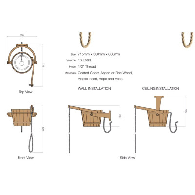 Polévací vědro cedr do sauny