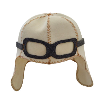 Saunovacia čiapka Pilot, prírodný filc biela